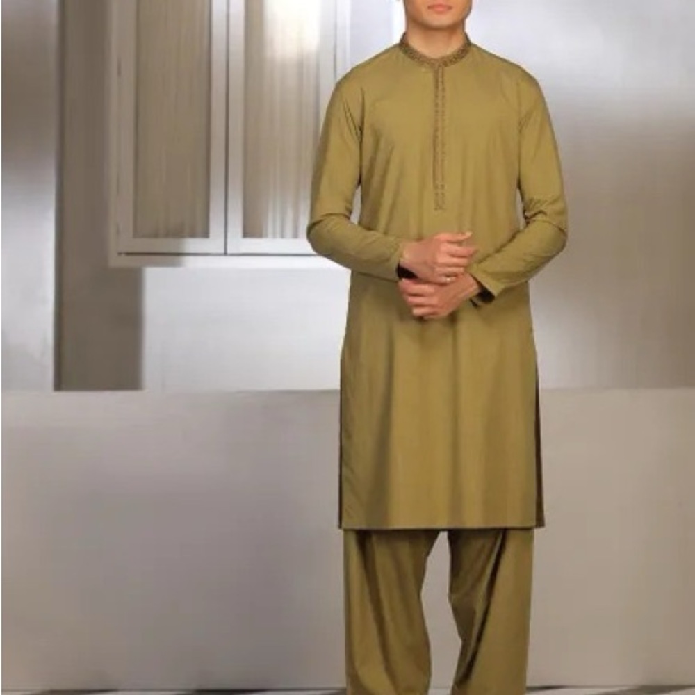 Junaid Jamshed Pakistani Men’s/Teen Olive Kurta Pajama